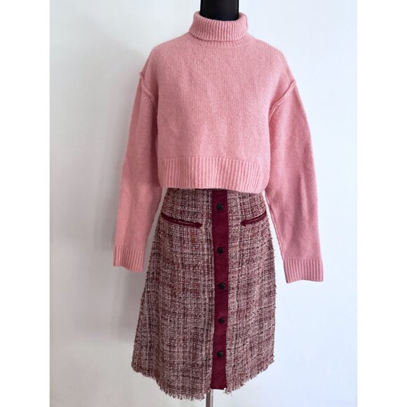 NWT Zara Pink Chunky Oversized Cropped Turtleneck Sweater Pullover Small - Picture 6 of 8
